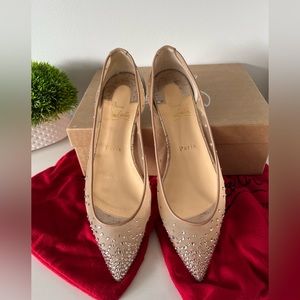 Authentic Christian Louboutin Follies Strass Flats Rete/Liege Mesh Ballerinas